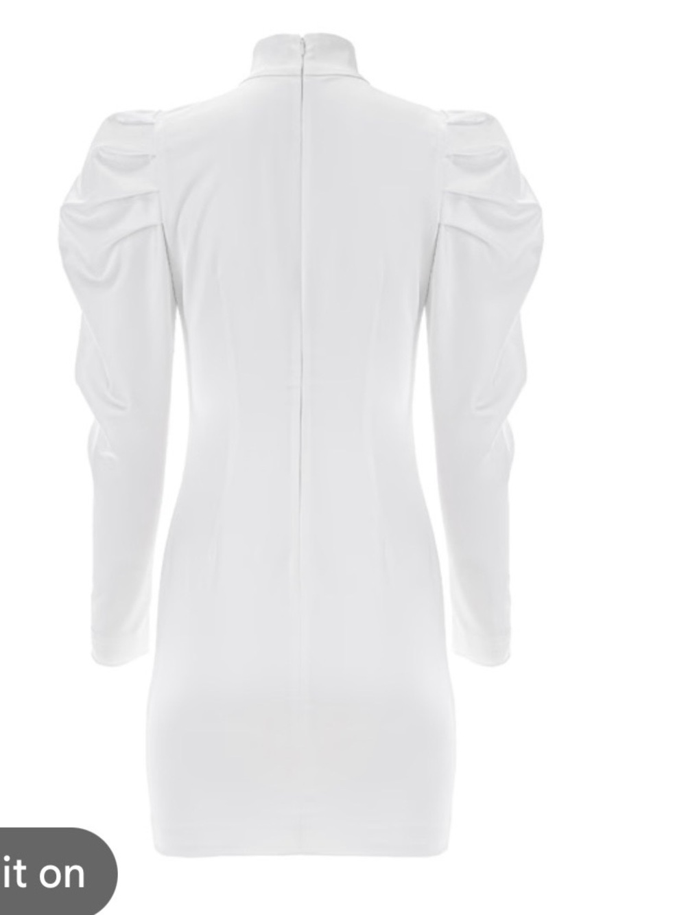 Calvin Klein White Long-Sleeve Puff-Shoulder Mini Dress